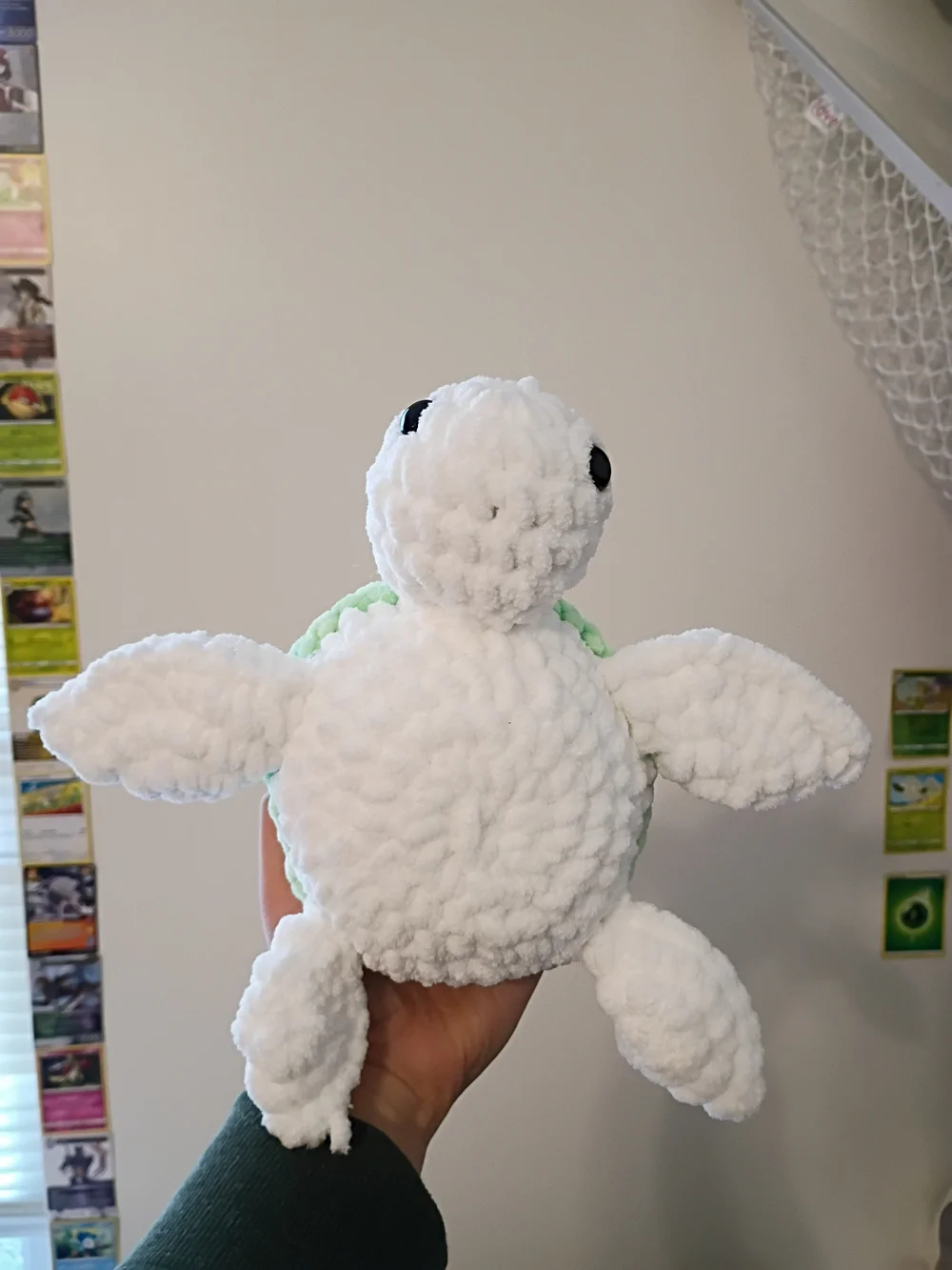 Plush Turtle Small Pet Toy - White and Light Green